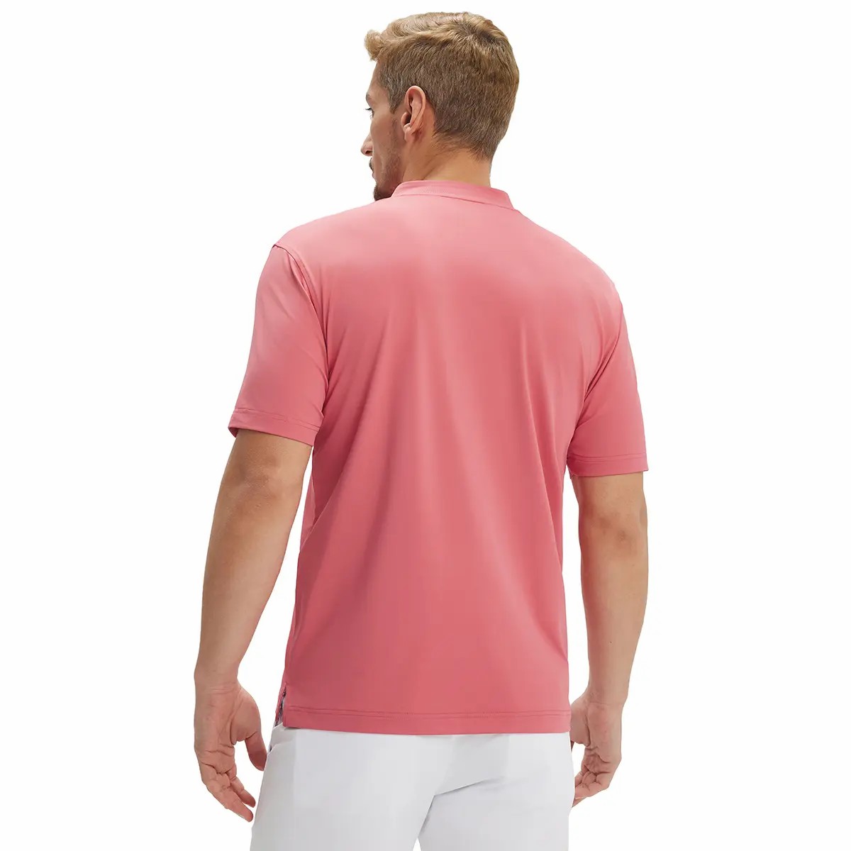 Men's Collarless Performance Golf Shirt – Dry Fit Henley, Moisture Wicking, Short Sleeve