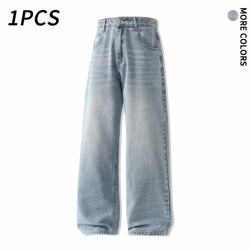 Men's 5-Pack Vintage Wash Wide Leg Jeans – Casual Loose Baggy Denim Pants for Streetwear