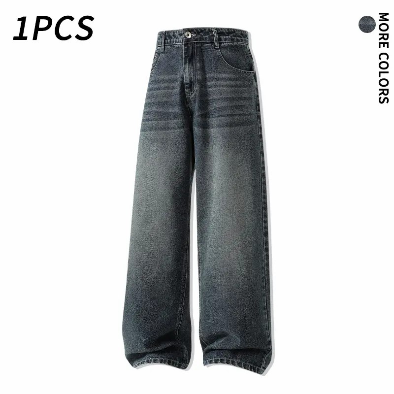 Men's 5-Pack Vintage Wash Wide Leg Jeans – Casual Loose Baggy Denim Pants for Streetwear