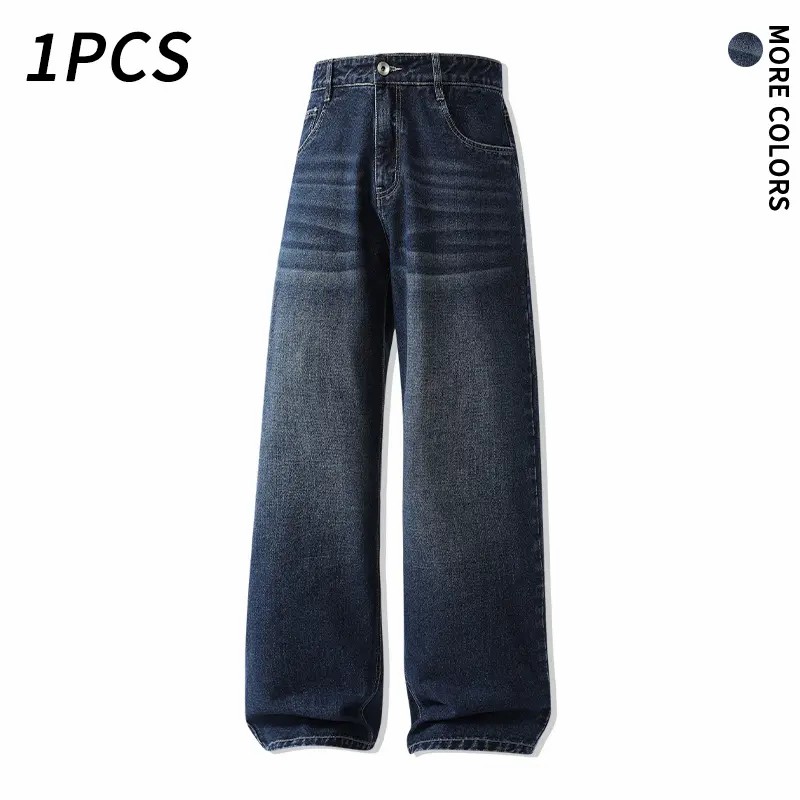 Men's 5-Pack Vintage Wash Wide Leg Jeans – Casual Loose Baggy Denim Pants for Streetwear