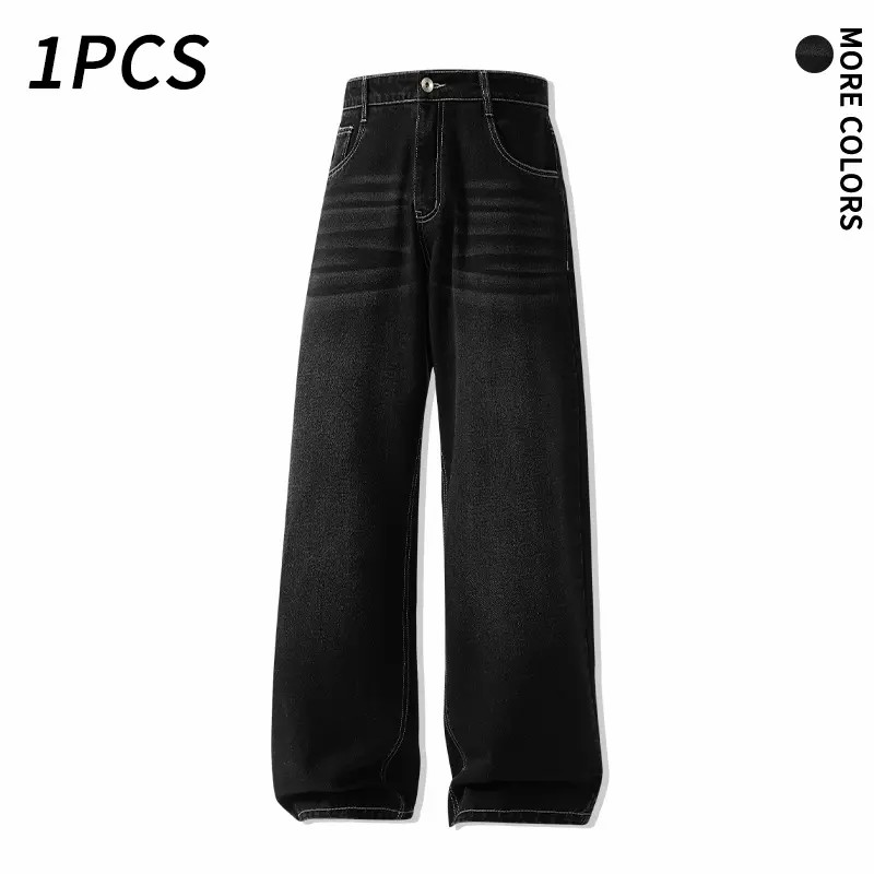 Men's 5-Pack Vintage Wash Wide Leg Jeans – Casual Loose Baggy Denim Pants for Streetwear