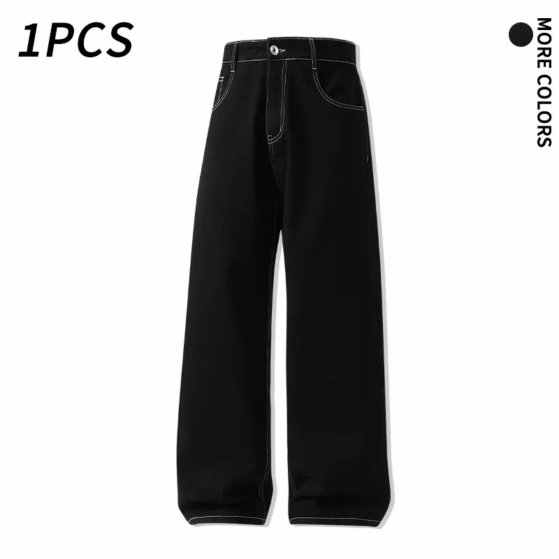 Men's 5-Pack Vintage Wash Wide Leg Jeans – Casual Loose Baggy Denim Pants for Streetwear