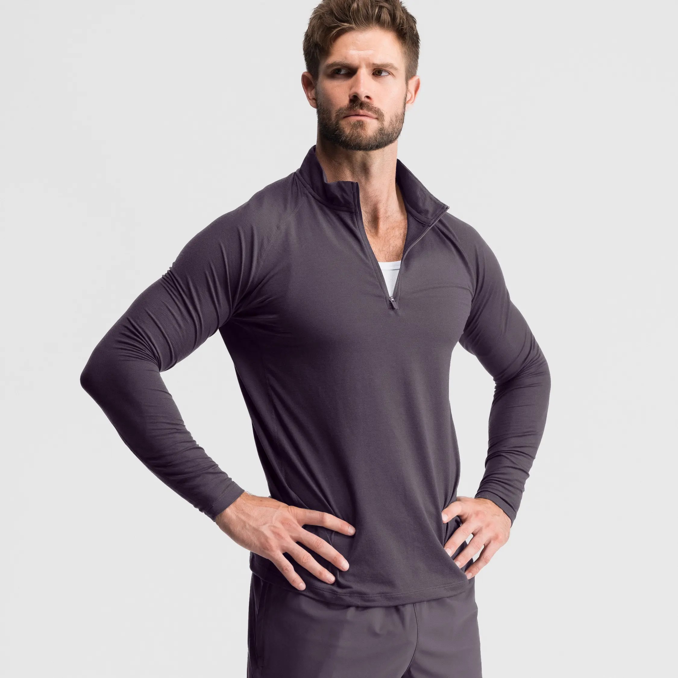 Men's Fitted Performance Quarter Zip – Breathable Lightweight Athletic Pullover
