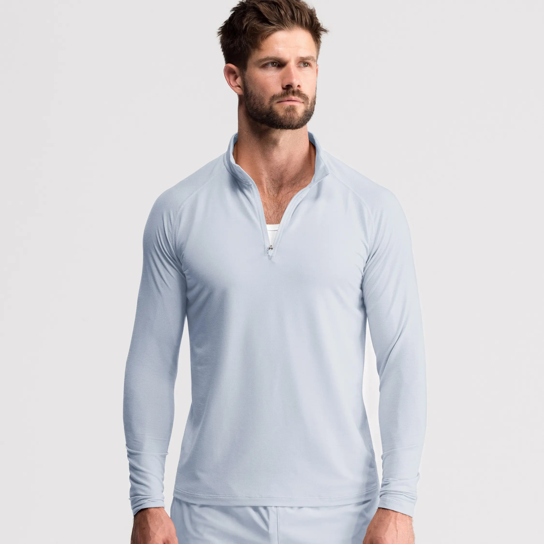 Men's Fitted Performance Quarter Zip – Breathable Lightweight Athletic Pullover