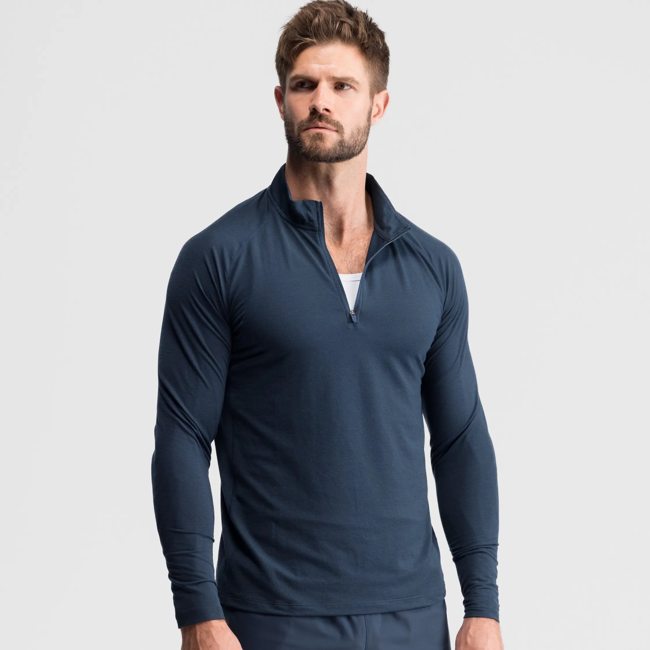 Men's Fitted Performance Quarter Zip – Breathable Lightweight Athletic Pullover