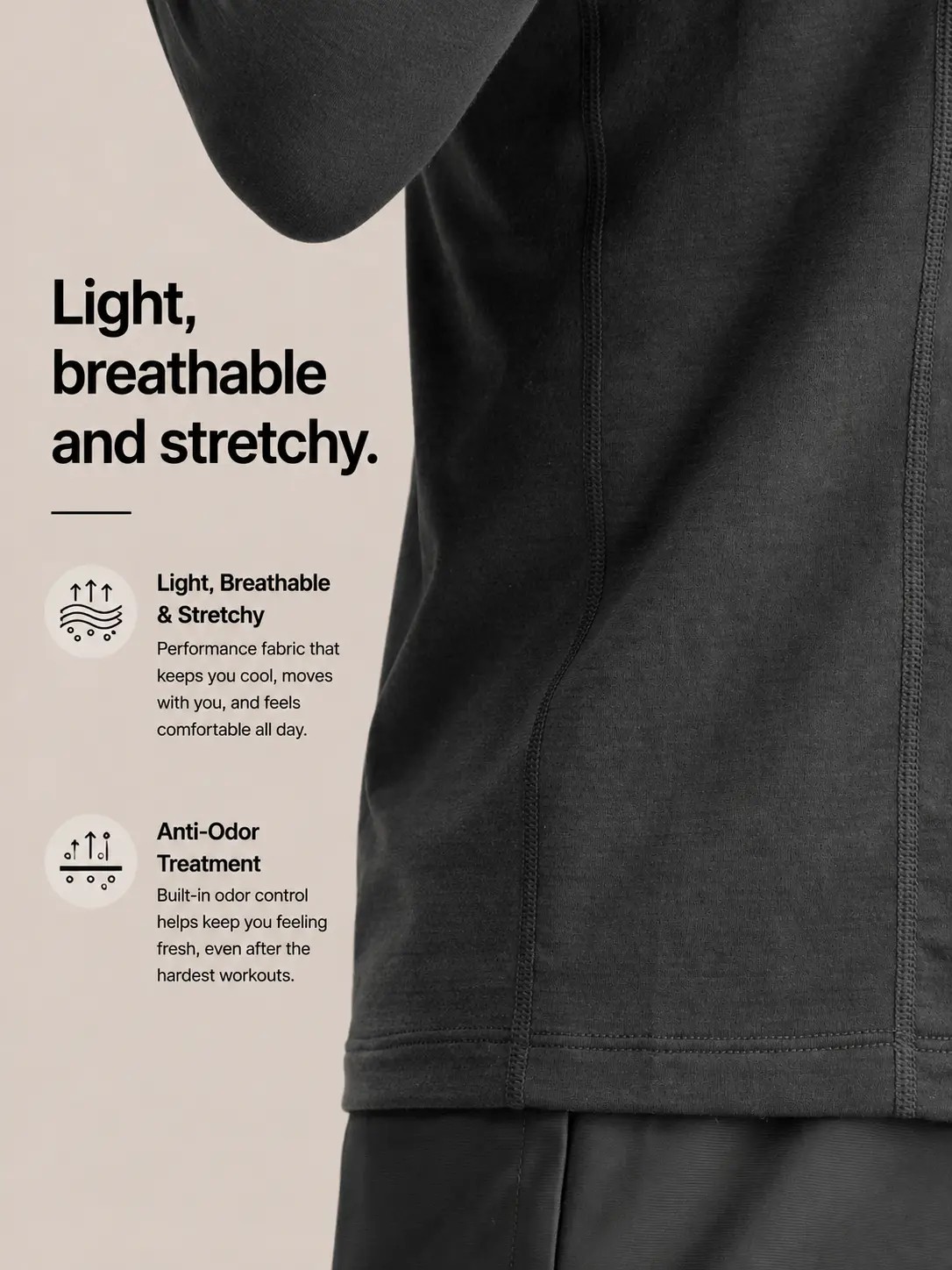 Men's Fitted Performance Quarter Zip – Breathable Lightweight Athletic Pullover