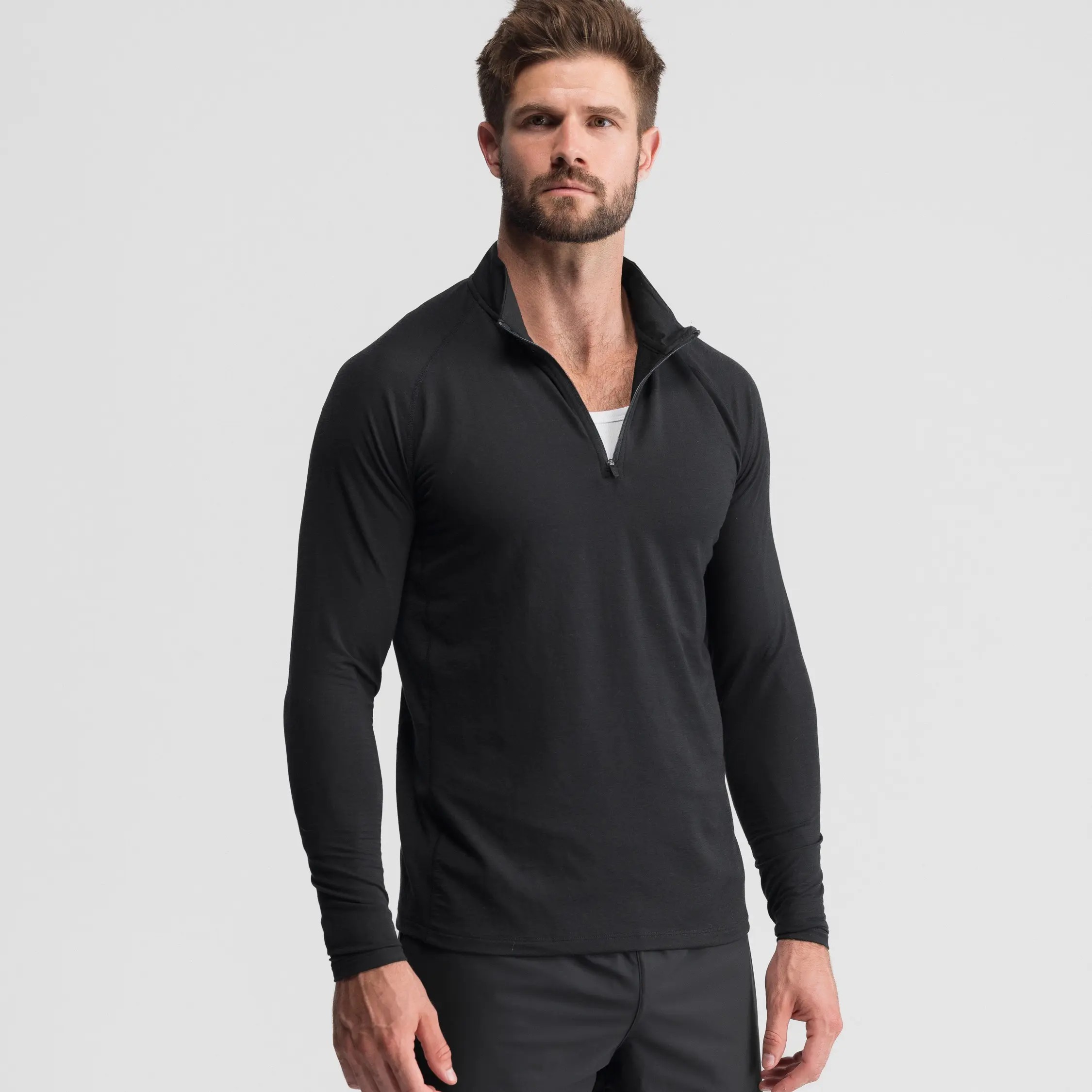 Men's Fitted Performance Quarter Zip – Breathable Lightweight Athletic Pullover