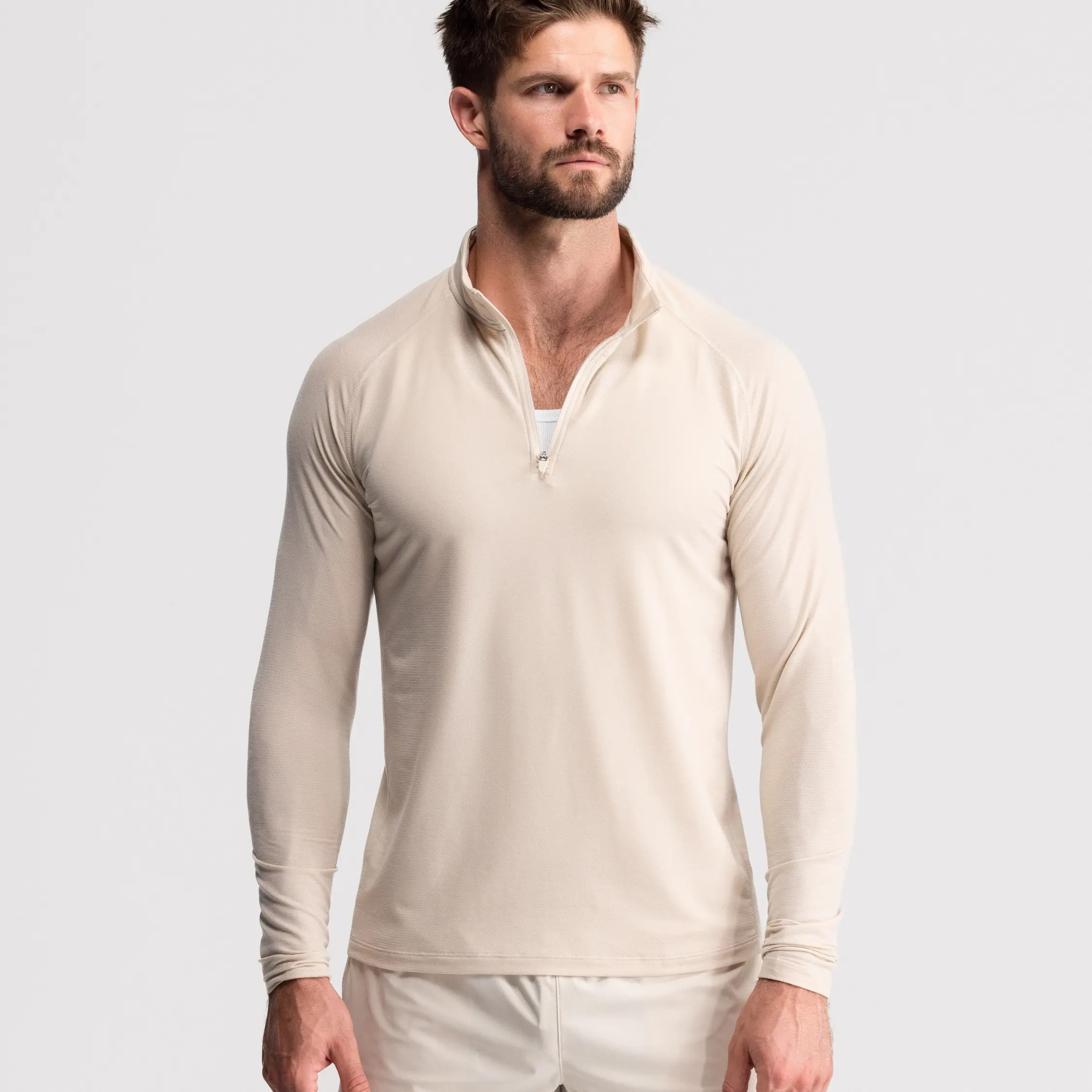 Men's Fitted Performance Quarter Zip – Breathable Lightweight Athletic Pullover