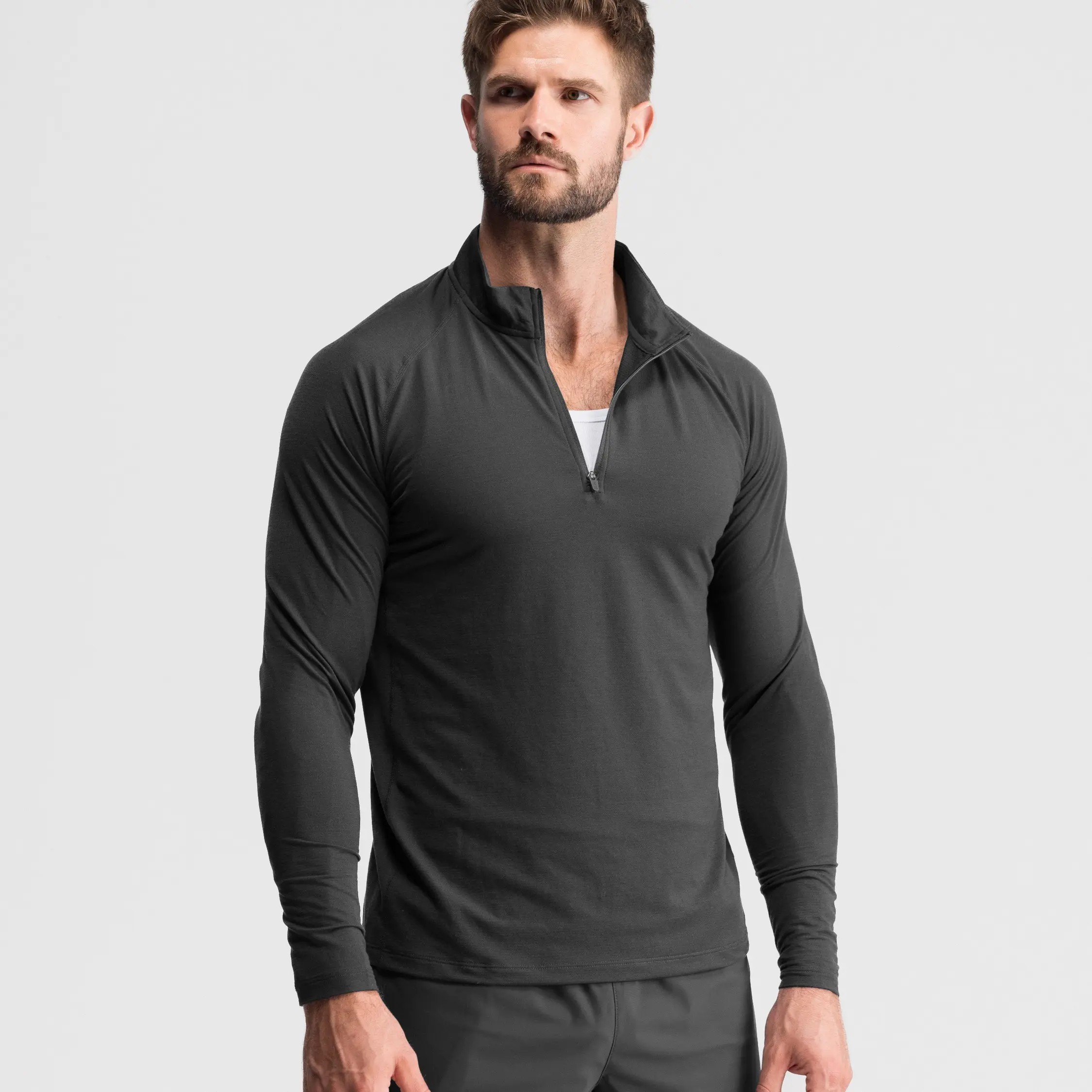 Men's Fitted Performance Quarter Zip – Breathable Lightweight Athletic Pullover