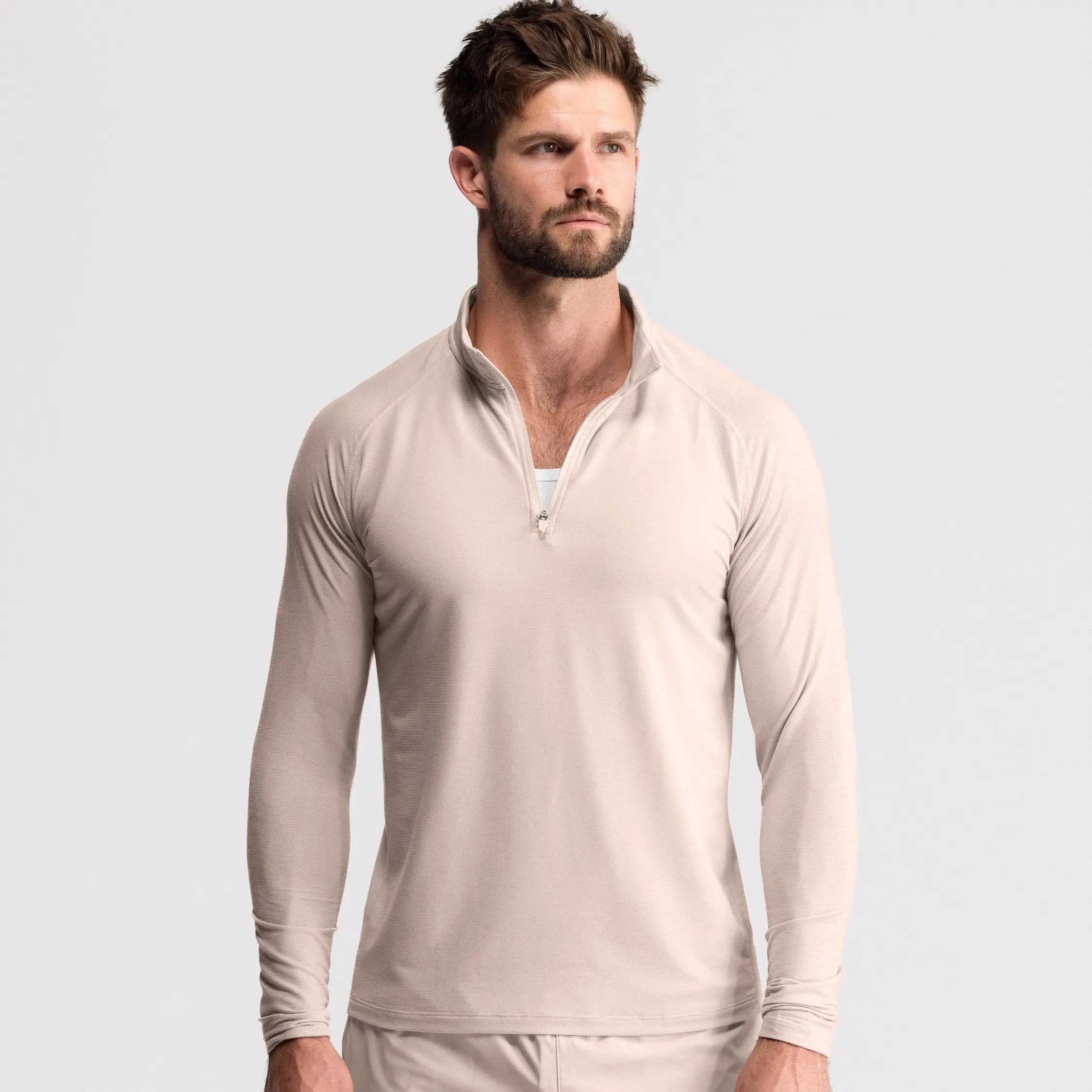 Men's Fitted Performance Quarter Zip – Breathable Lightweight Athletic Pullover