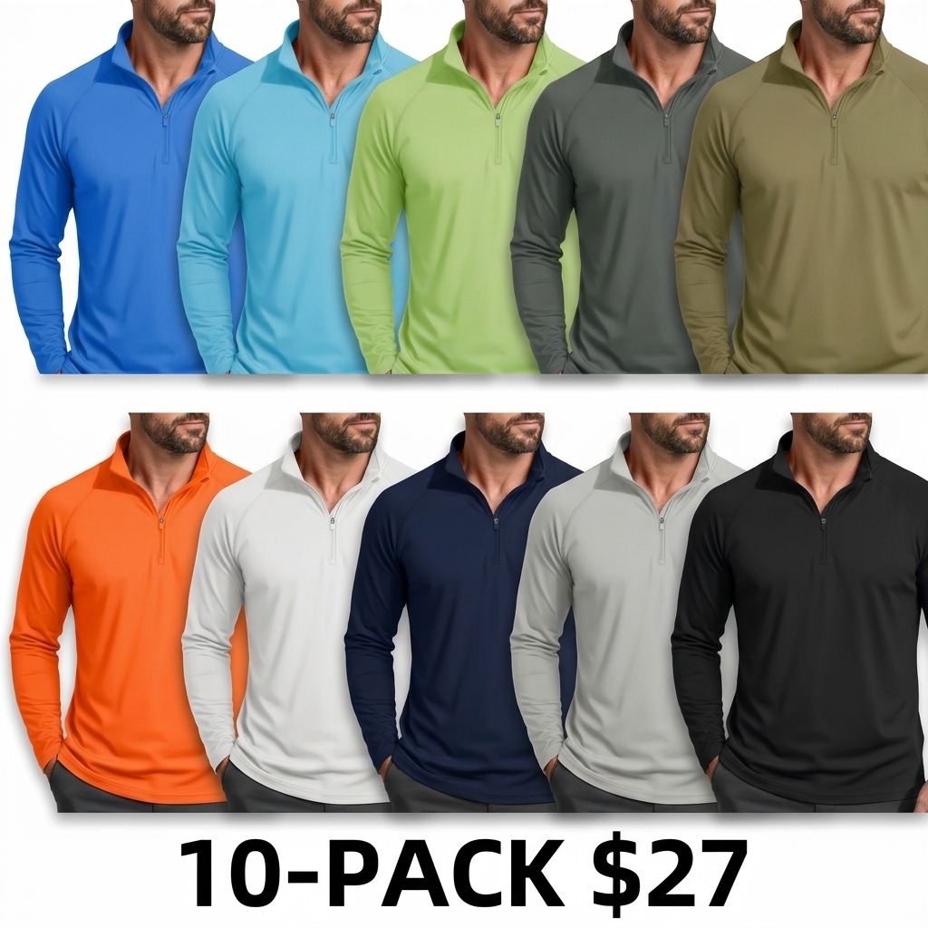 Men's 1/4 Zip Sun Shirt – UPF 50+ Quick Dry Lightweight Long Sleeve for Hiking & Running