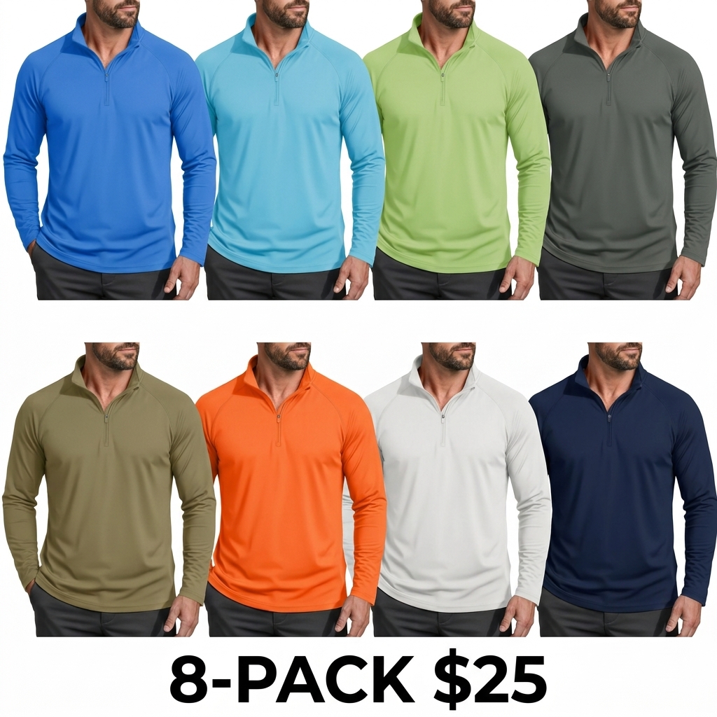 Men's 1/4 Zip Sun Shirt – UPF 50+ Quick Dry Lightweight Long Sleeve for Hiking & Running