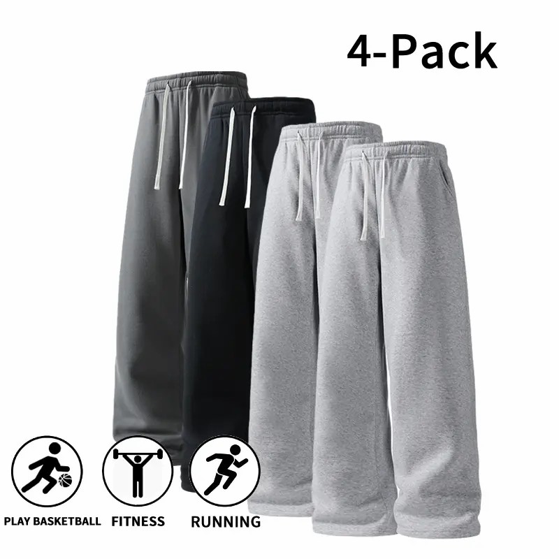 Men's 8-Pack Wide Leg Sweatpants – Ultra-Soft Breathable Athletic Pants for Basketball, Running & Gym