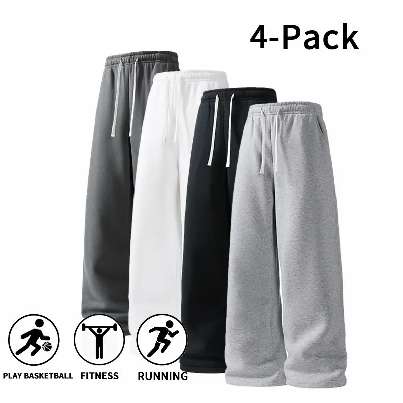 Men's 8-Pack Wide Leg Sweatpants – Ultra-Soft Breathable Athletic Pants for Basketball, Running & Gym