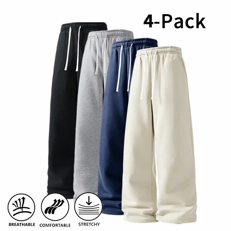 Men's 8-Pack Wide Leg Sweatpants – Ultra-Soft Breathable Athletic Pants for Basketball, Running & Gym