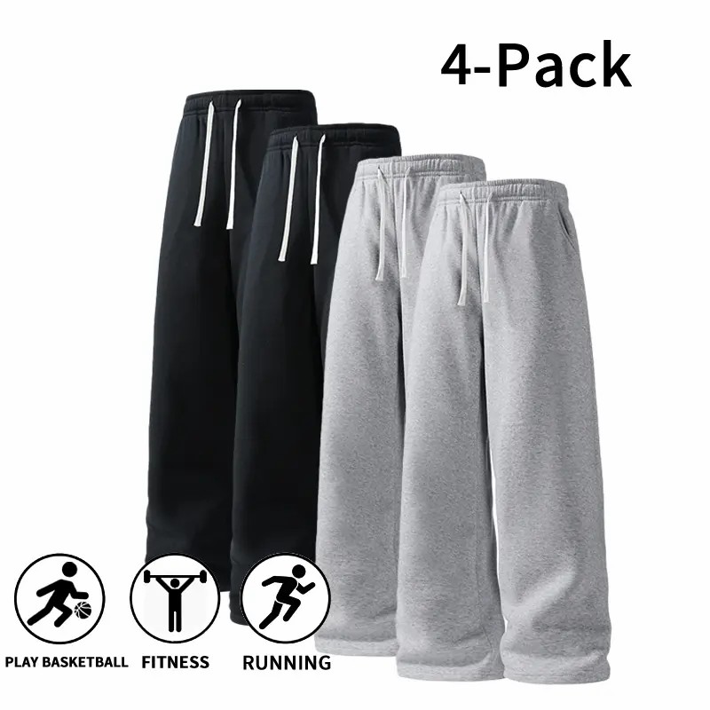 Men's 8-Pack Wide Leg Sweatpants – Ultra-Soft Breathable Athletic Pants for Basketball, Running & Gym