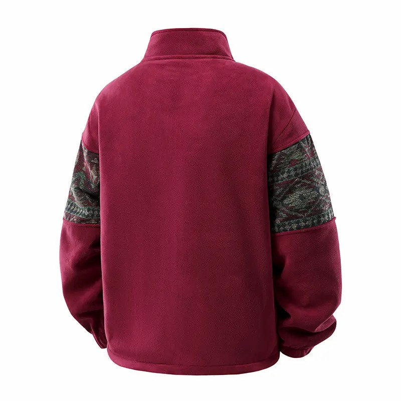 Men’s Retro Pattern Fleece Zip-Up Jacket