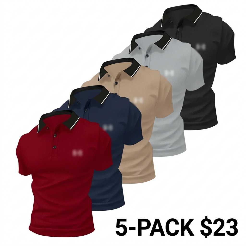 Men’s Classic Performance Polo Shirts 5-Pack