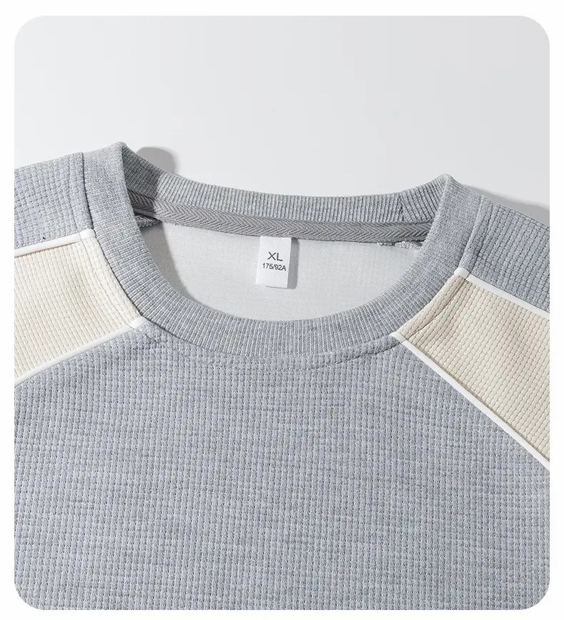 Men's Color-Block Contrast Sweatshirt – Loose Fit Patchwork Long-Sleeve Top