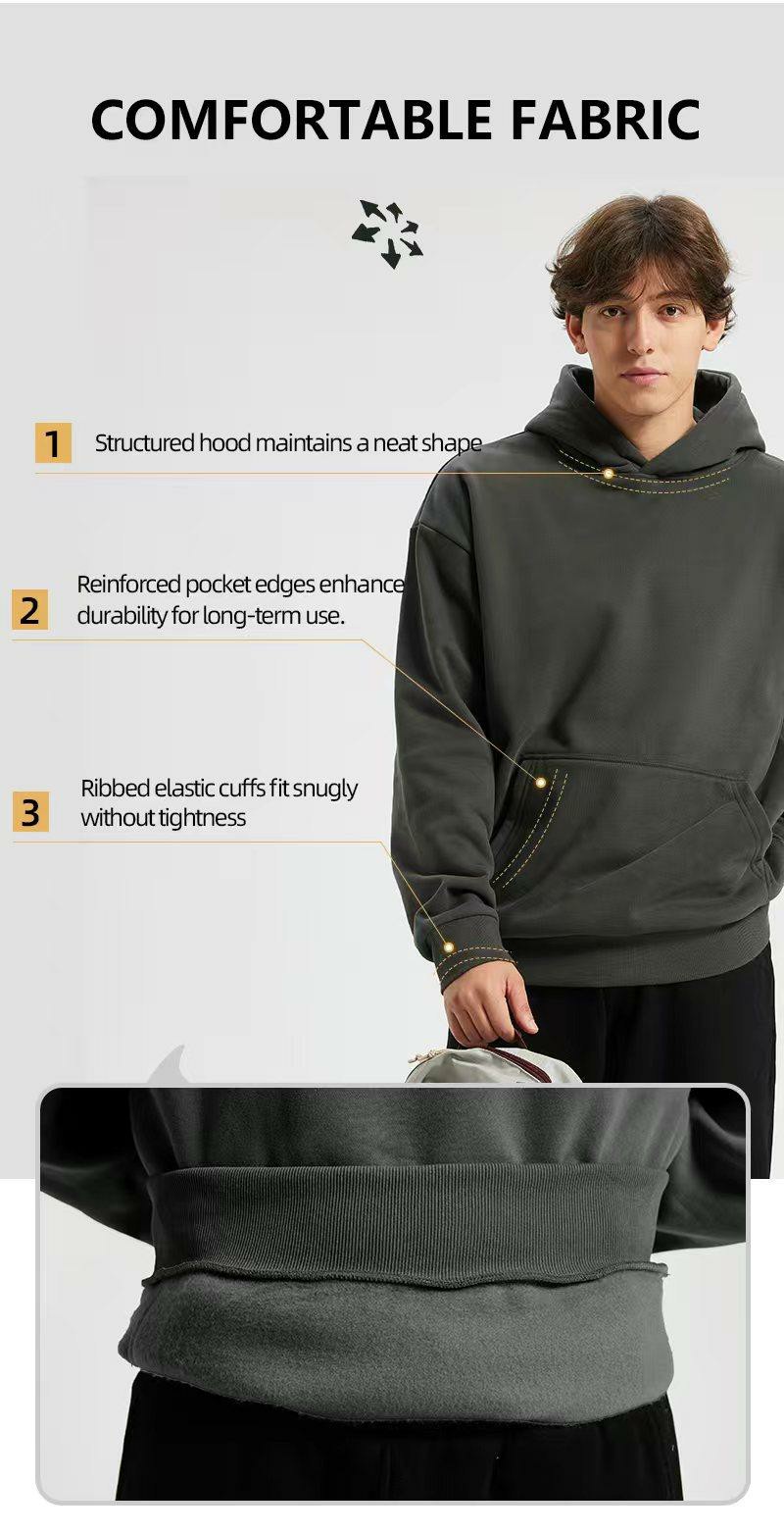 Men's Cotton Blend Hoodie – Long Sleeve Regular Fit Pullover, Soft Breathable Everyday Comfort