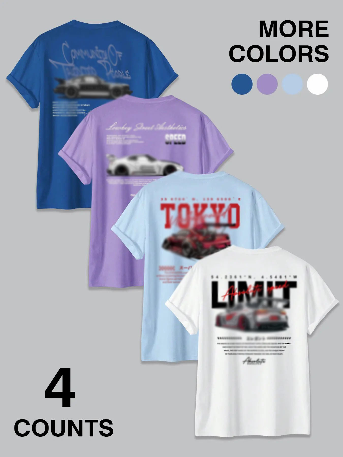 Men's 4-Pack JDM Street Racing Graphic Tees – Tokyo Vibe Fitted Casual T-Shirt Set