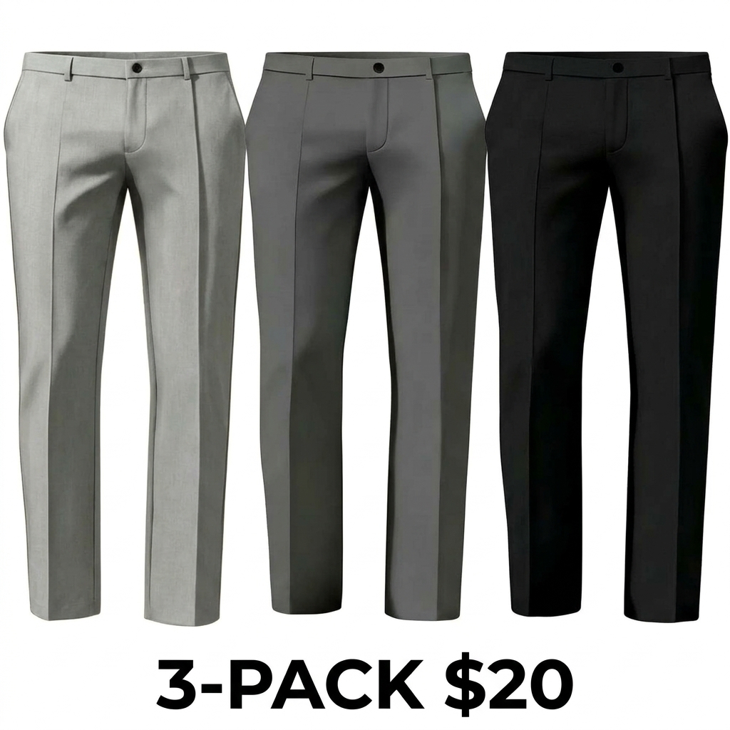 Men's Stretch Business Casual Dress Pants – No Iron, Flat Front, Golf & Commuter Essential