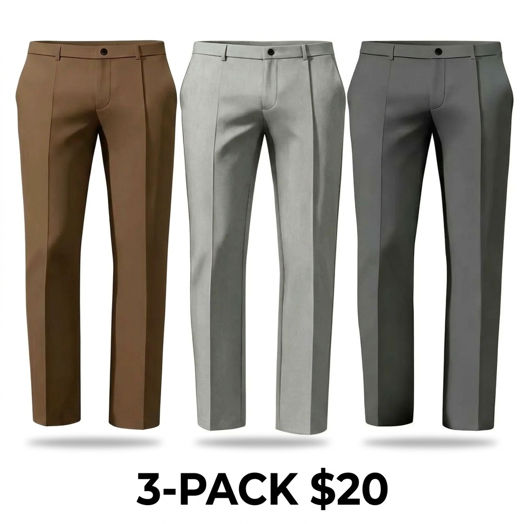 Men's Stretch Business Casual Dress Pants – No Iron, Flat Front, Golf & Commuter Essential