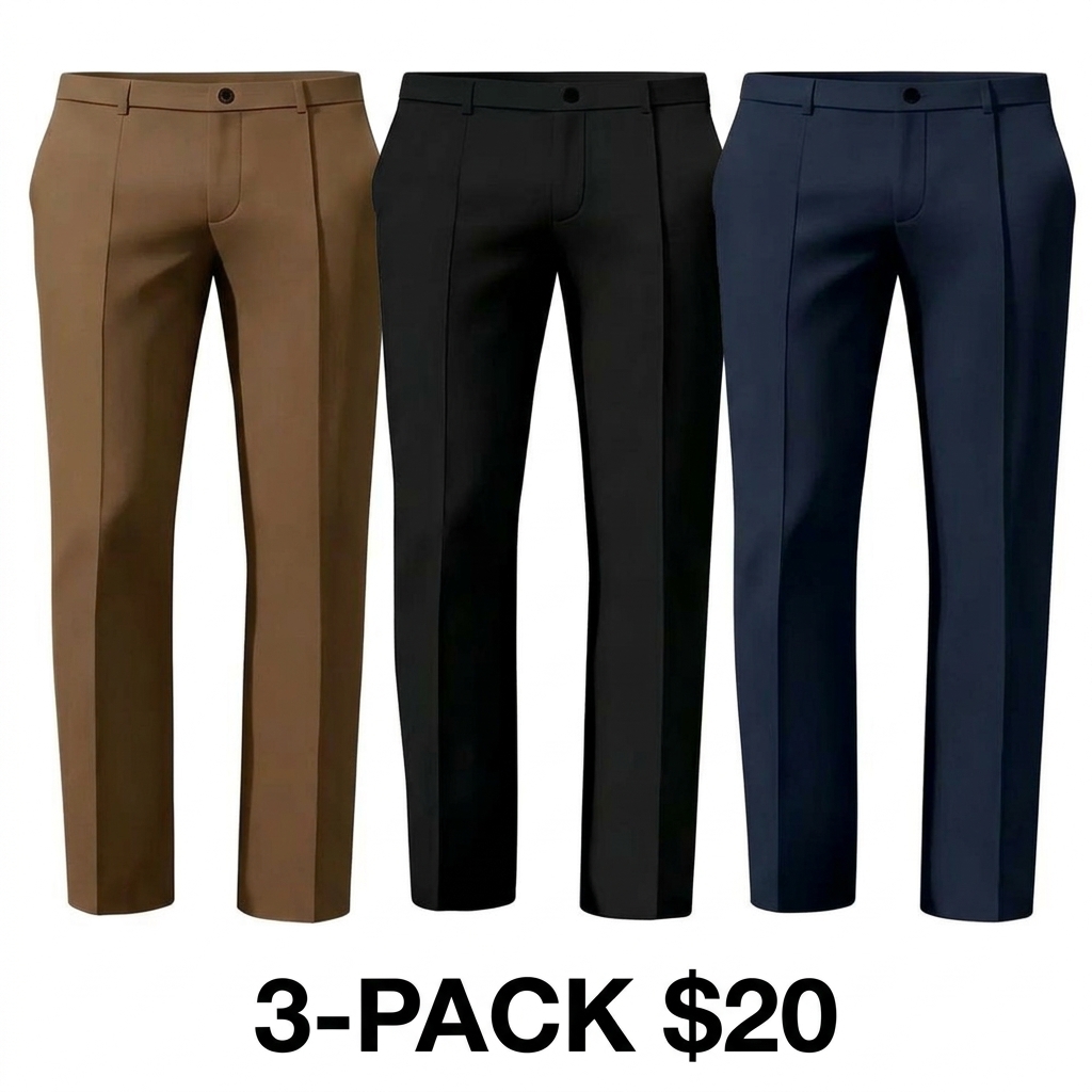 Men's Stretch Business Casual Dress Pants – No Iron, Flat Front, Golf & Commuter Essential