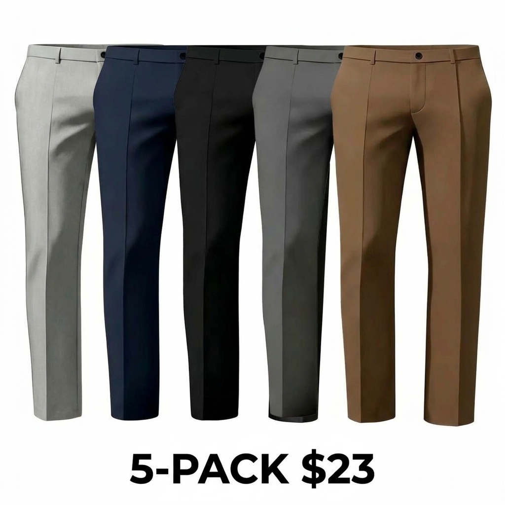 Men's Stretch Business Casual Dress Pants – No Iron, Flat Front, Golf & Commuter Essential