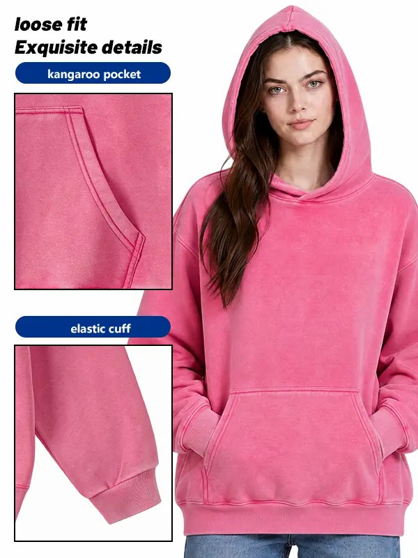Unisex Vintage Washed Oversized Hoodie – Loose Fit Pullover with Kangaroo Pocket