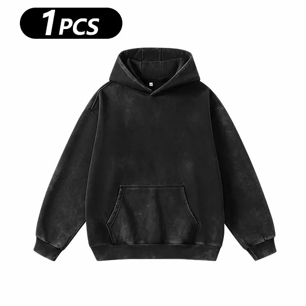 Unisex Vintage Washed Oversized Hoodie – Loose Fit Pullover with Kangaroo Pocket