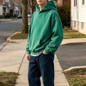 Unisex Vintage Washed Oversized Hoodie – Loose Fit Pullover with Kangaroo Pocket