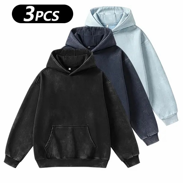 Unisex Vintage Washed Oversized Hoodie – Loose Fit Pullover with Kangaroo Pocket