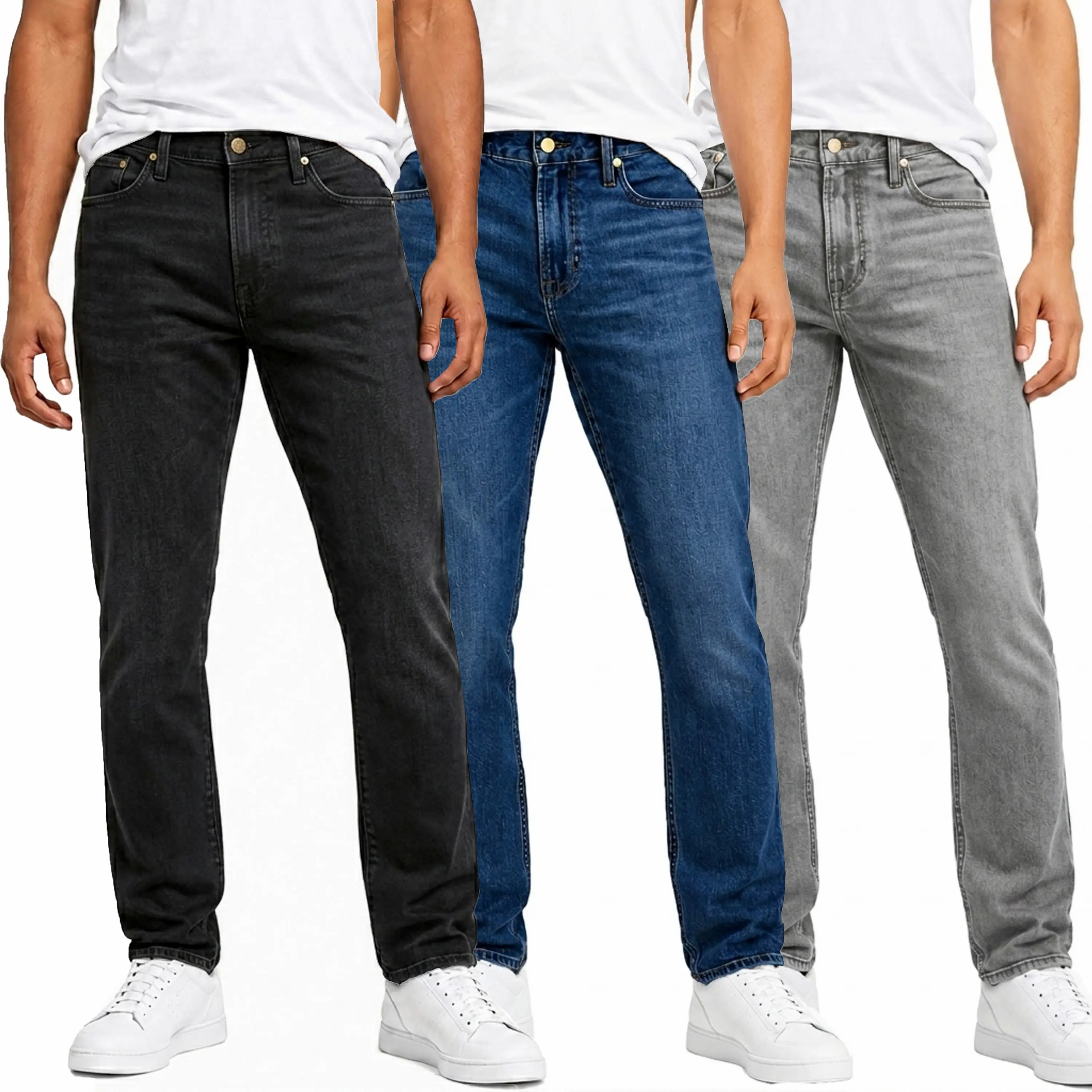 Men's 3-Pack Flex Stretch Slim Straight Jeans – 5-Pocket Four-Way Stretch Denim