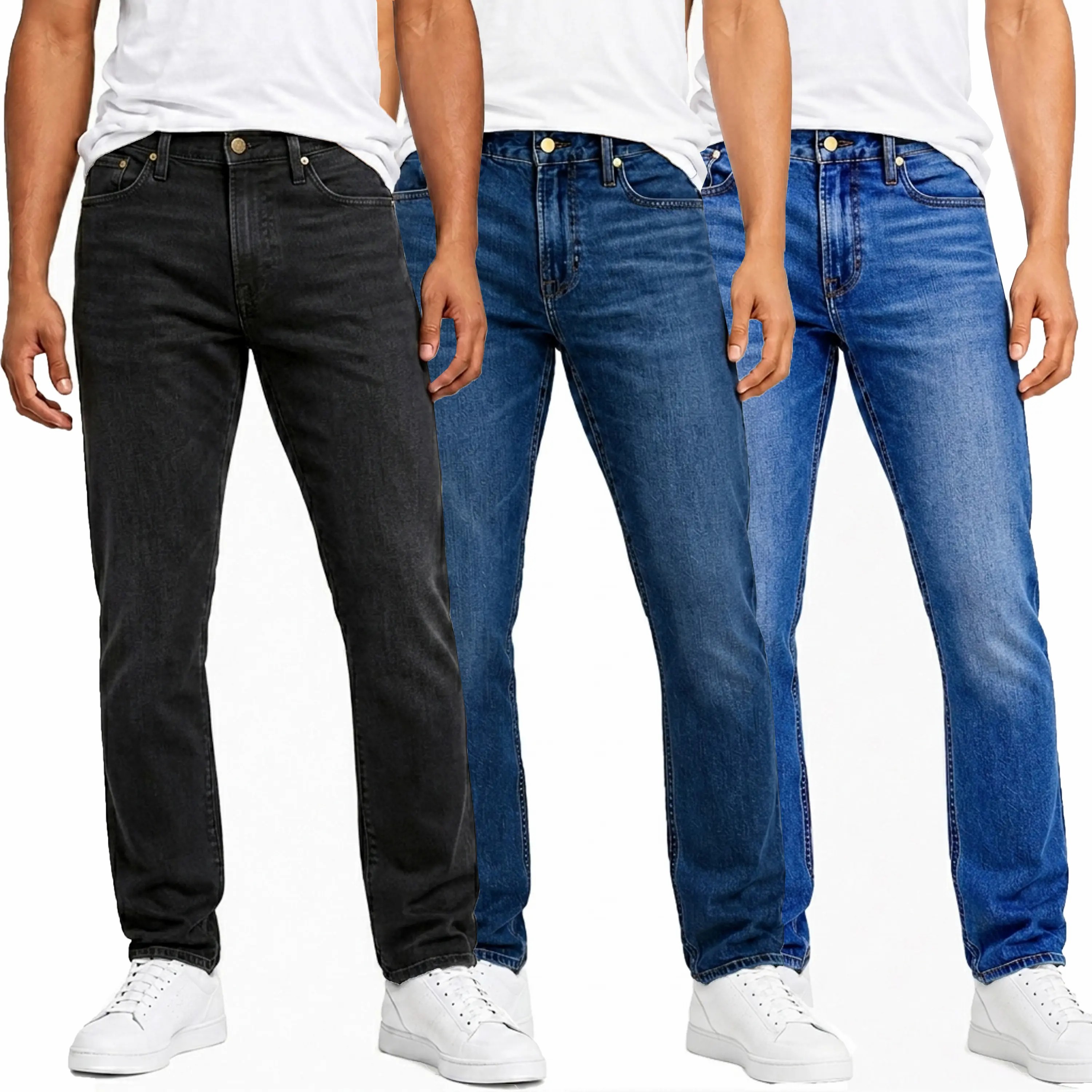 Men's 3-Pack Flex Stretch Slim Straight Jeans – 5-Pocket Four-Way Stretch Denim