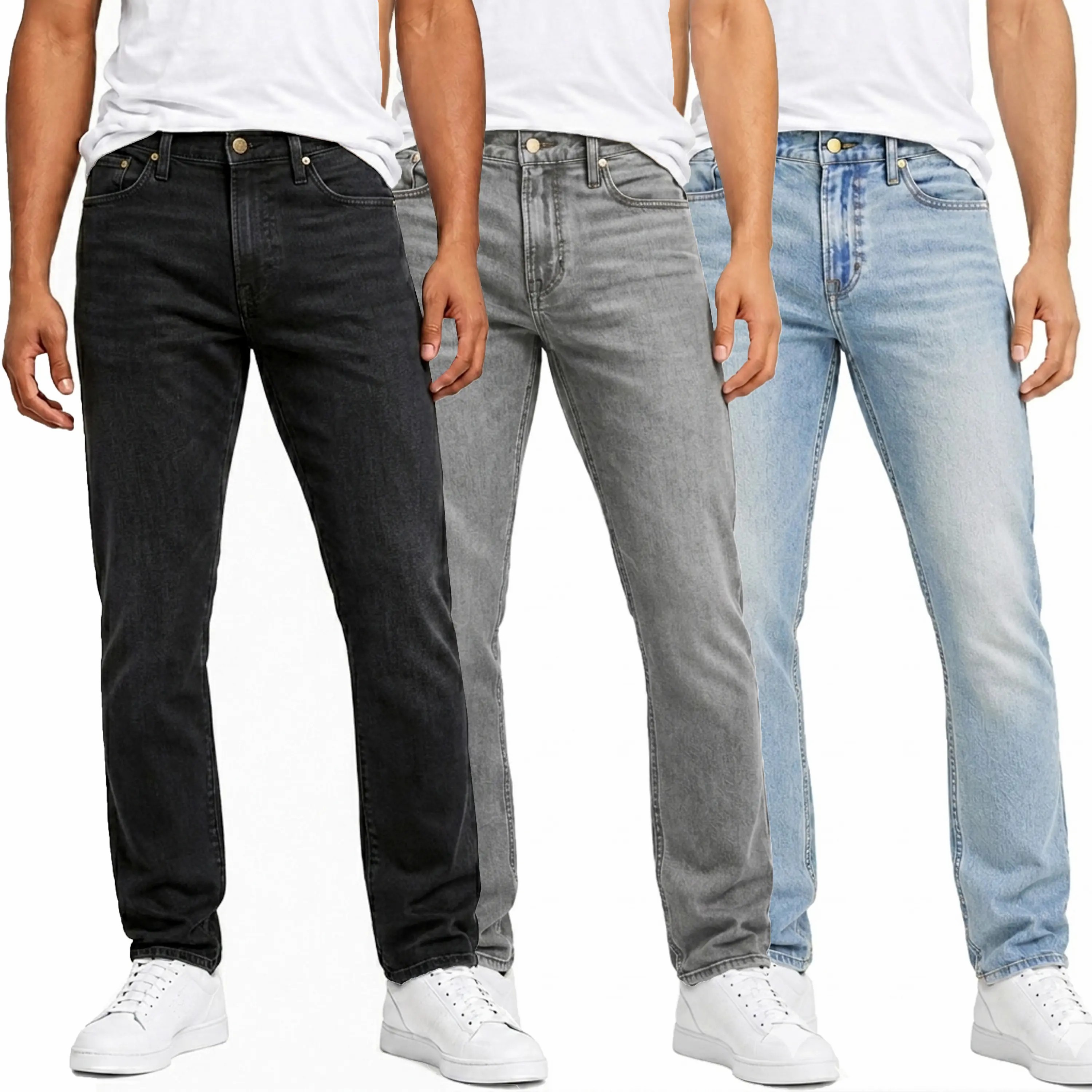 Men's 3-Pack Flex Stretch Slim Straight Jeans – 5-Pocket Four-Way Stretch Denim