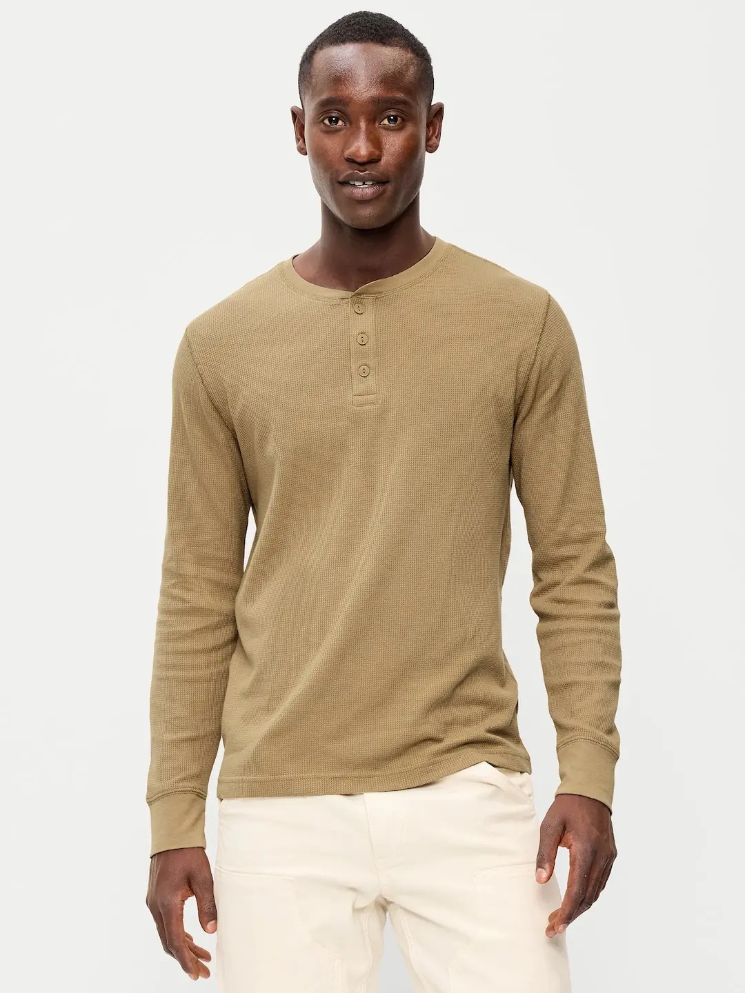 Men's Long Sleeve Waffle Henley T-Shirt – Relaxed Fit Casual Top (Regular & Tall Sizes)