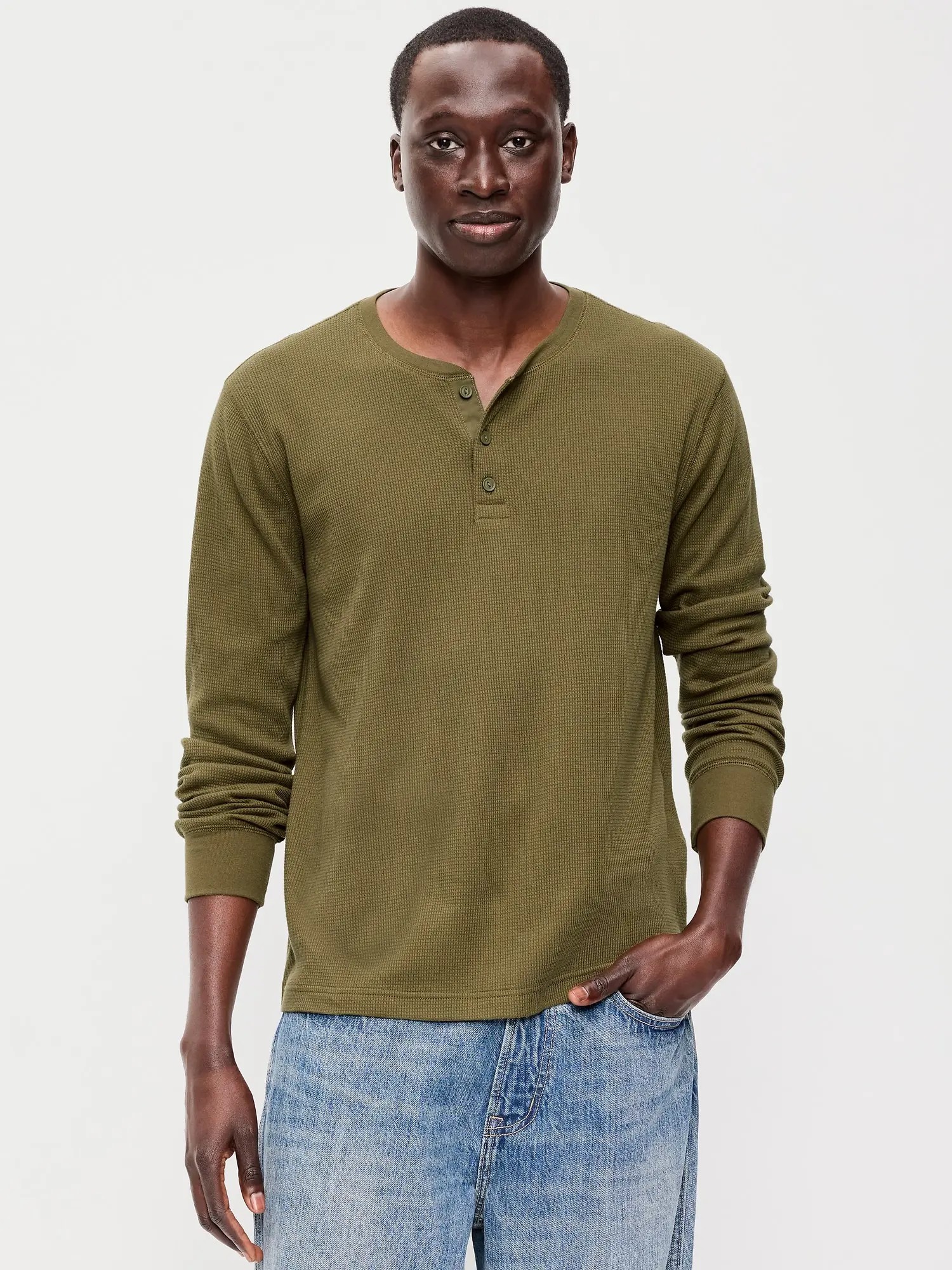 Men's Long Sleeve Waffle Henley T-Shirt – Relaxed Fit Casual Top (Regular & Tall Sizes)