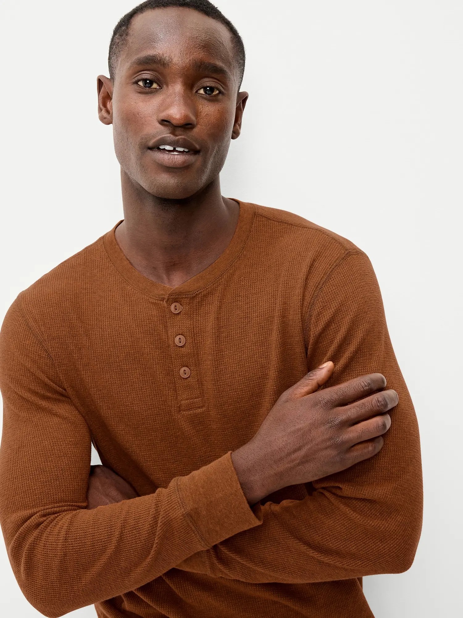 Men's Long Sleeve Waffle Henley T-Shirt – Relaxed Fit Casual Top (Regular & Tall Sizes)