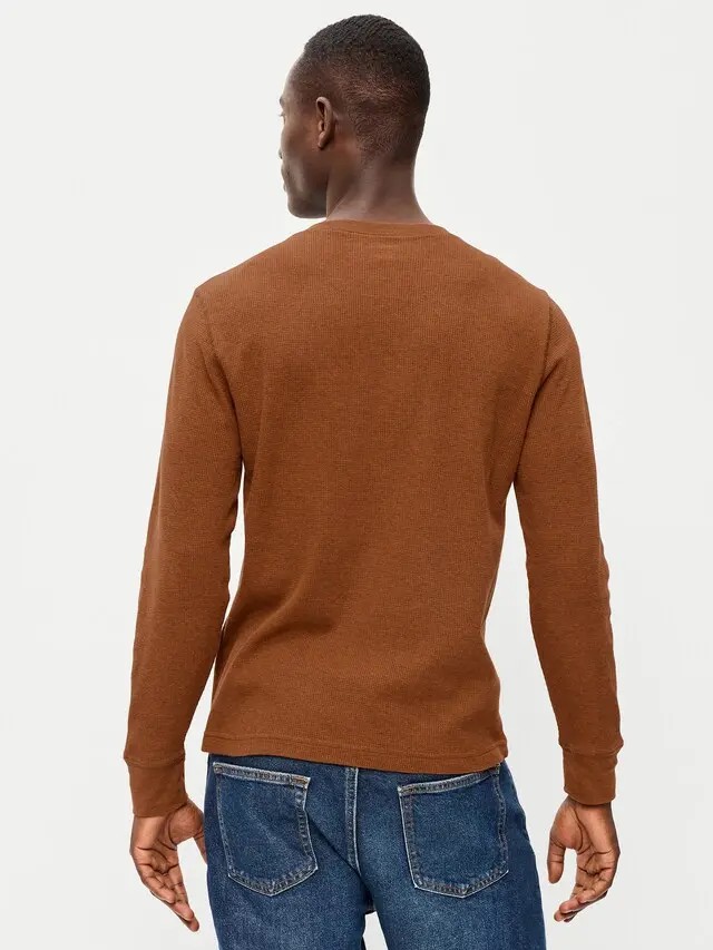 Men's Long Sleeve Waffle Henley T-Shirt – Relaxed Fit Casual Top (Regular & Tall Sizes)