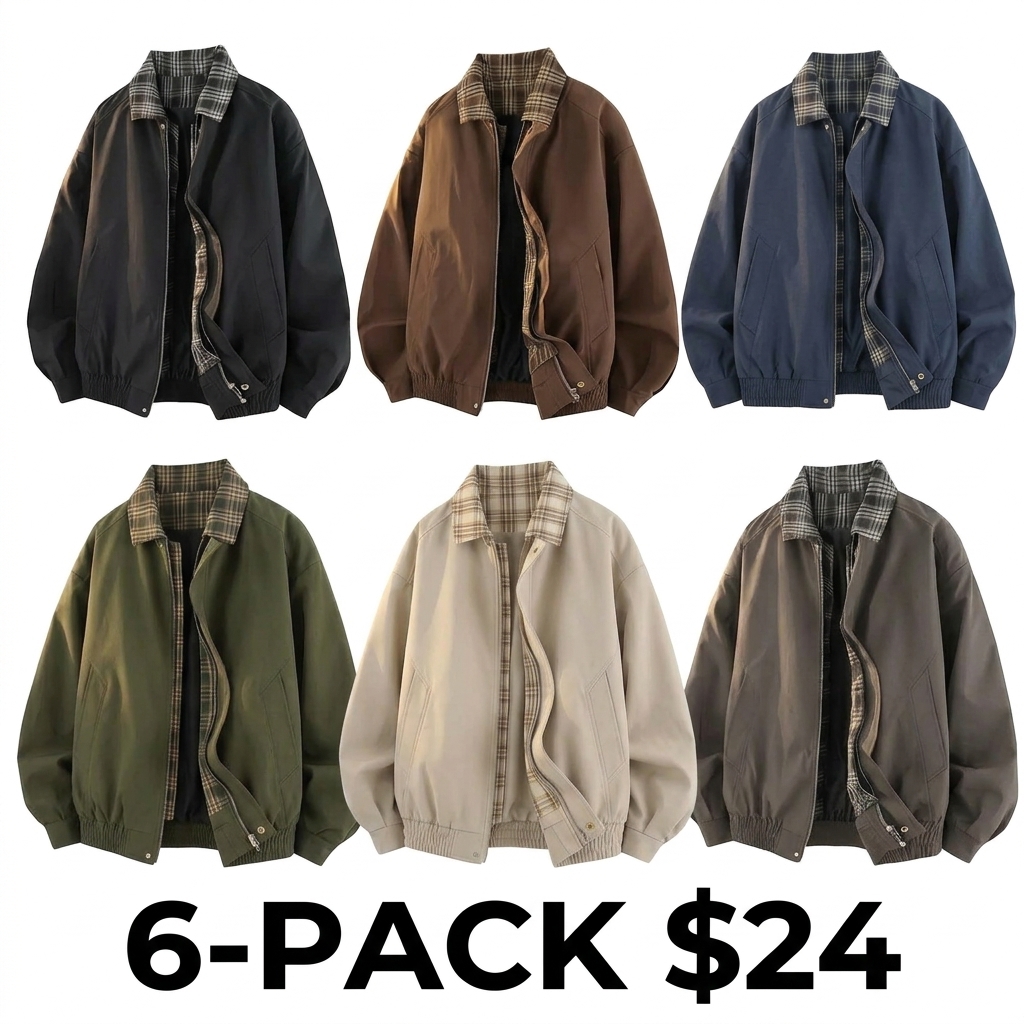 Men's Vintage Plaid Fake Two-Piece Jacket – Workwear Lapel Coat with Flight Baseball Uniform Spliced Design