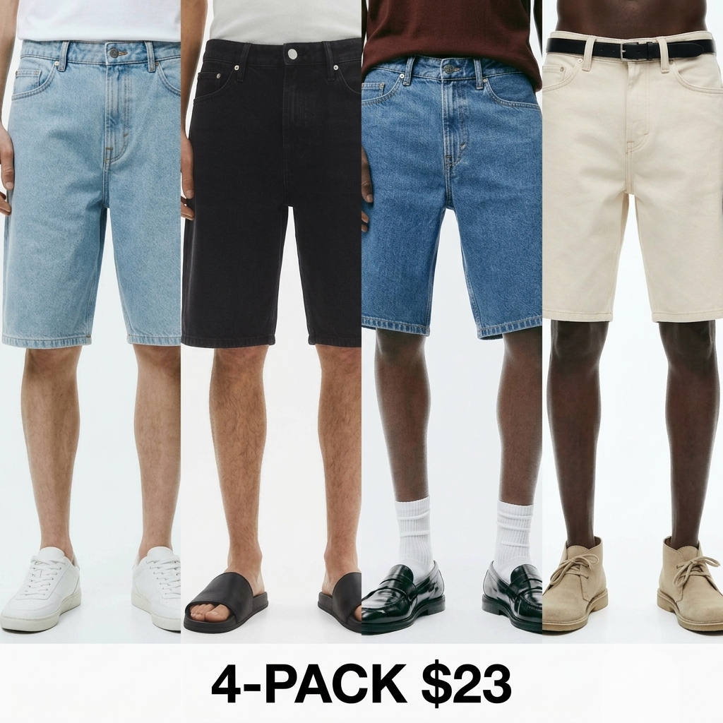 Men's Relaxed Fit Denim Shorts – 5-Pocket Cotton Jean Shorts with Tapered Leg
