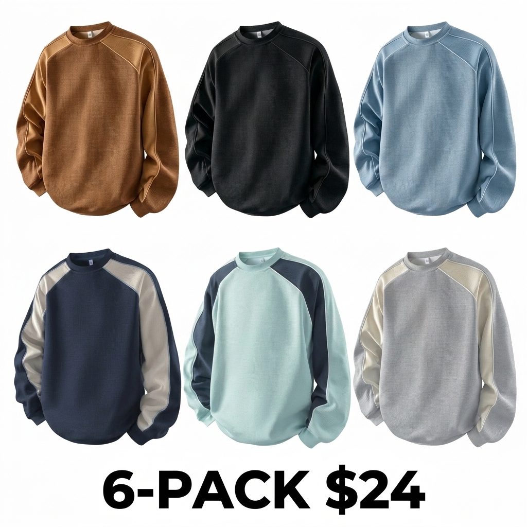 Men's Color-Block Contrast Sweatshirt – Loose Fit Patchwork Long-Sleeve Top