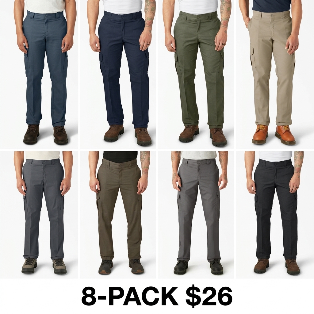 Men's FLEX Regular Fit Cargo Pants – Straight Leg, Expandable Pockets, Work & Casual