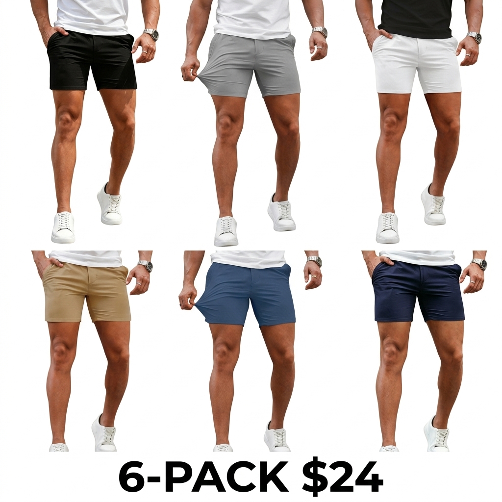 Men's 5" Stretch Slim Fit Chino Shorts – Casual Tapered Leg Skinny Short Pants