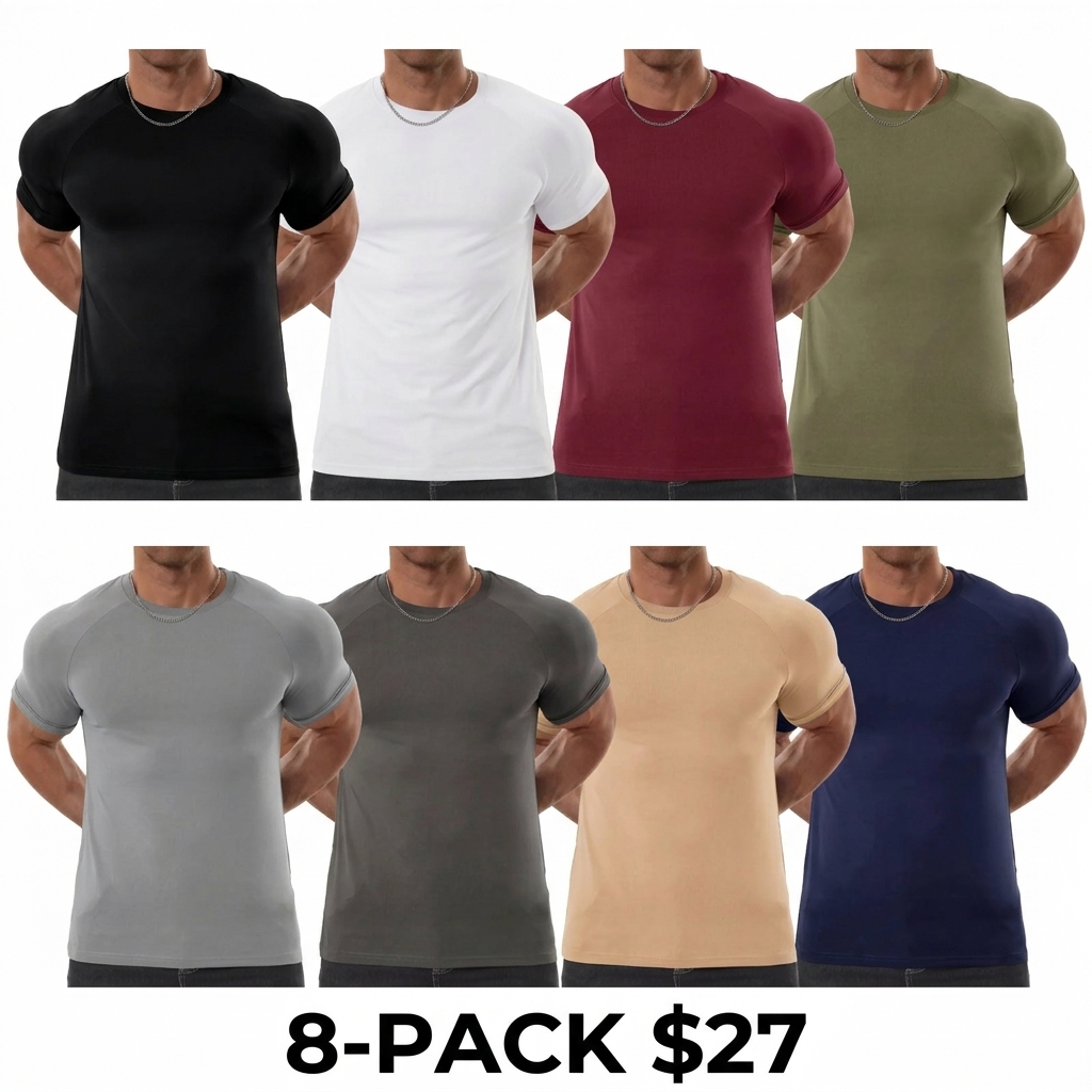 Men's Raglan Sleeve Athletic Tee – Tapered Fit, Arm-Enhancing, Wrinkle-Resistant Stretch
