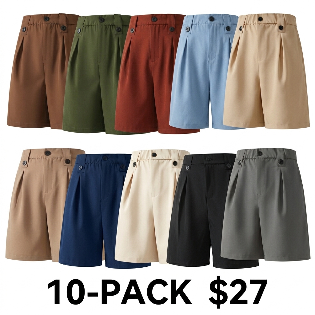 Men's High Waisted Pleated Dress Shorts – Black Suit Shorts for Casual & Formal Summer Wear