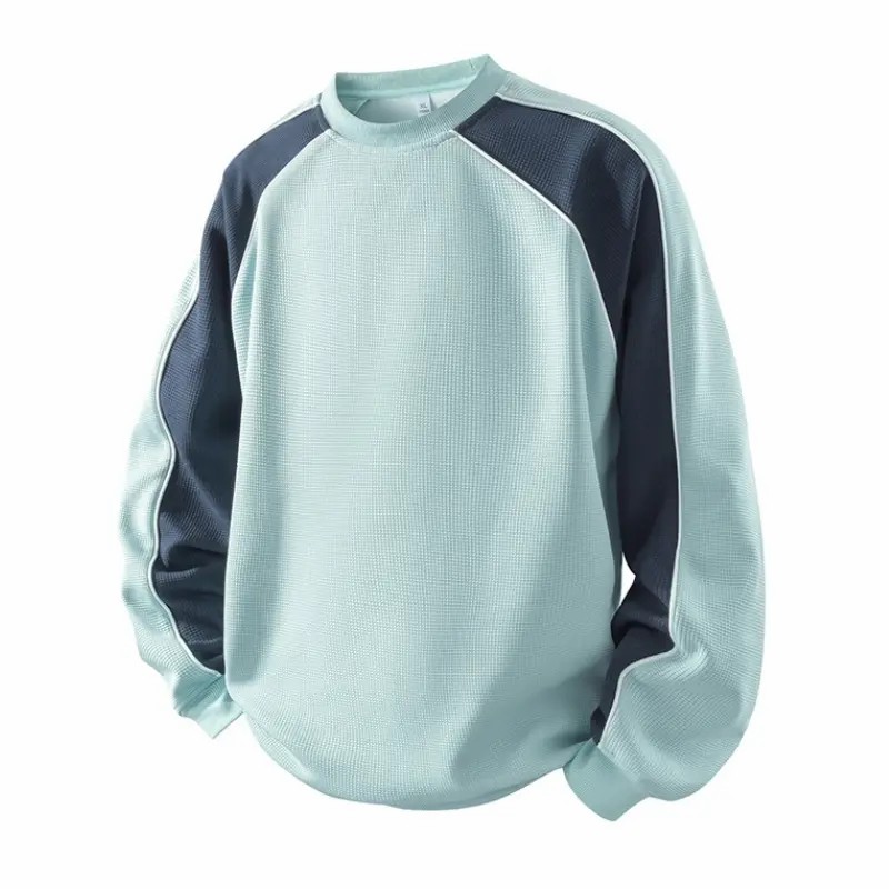 Men's Color-Block Contrast Sweatshirt – Loose Fit Patchwork Long-Sleeve Top
