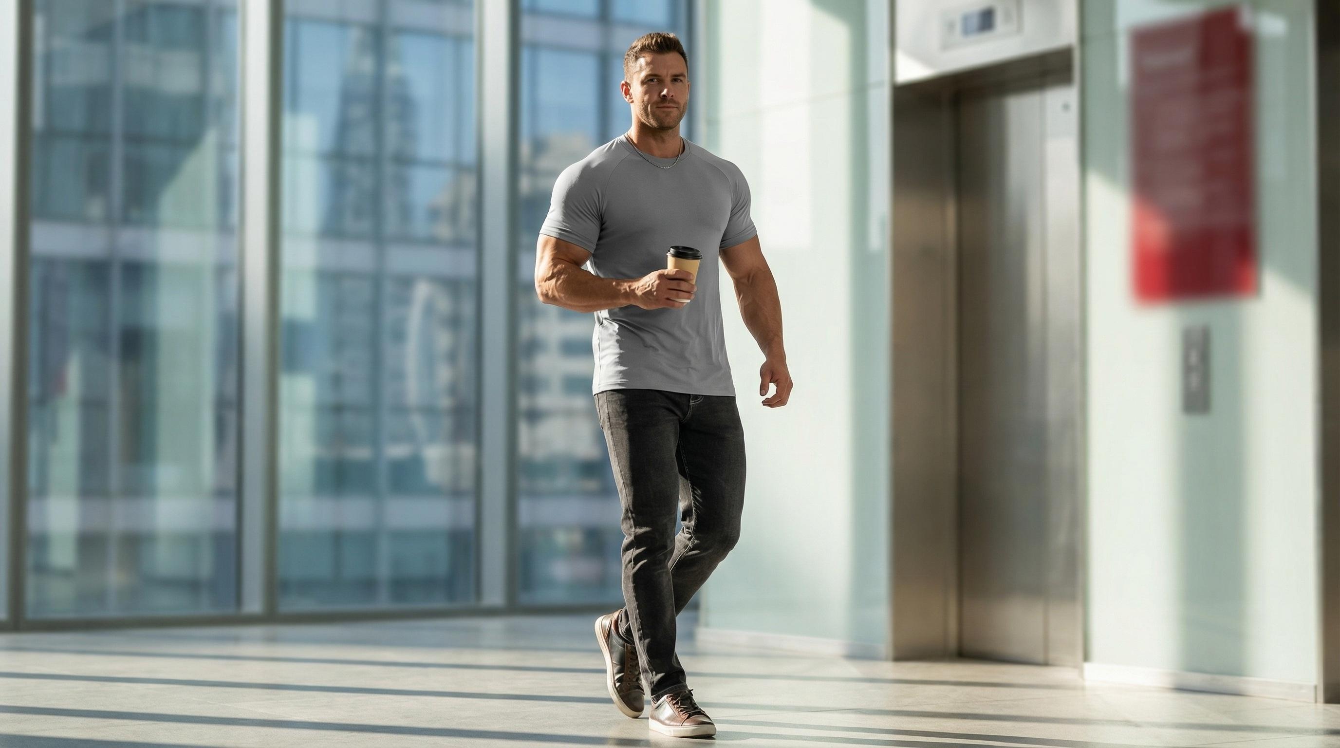 STREVATE Men's Raglan Sleeve Tee, Athletic Tapered Fit, Arm-Enhancing Sleeves, Menswear Wrinkle-Resistant Stretch Fabric Gym Workout T-Shirt Fitness Running Tops