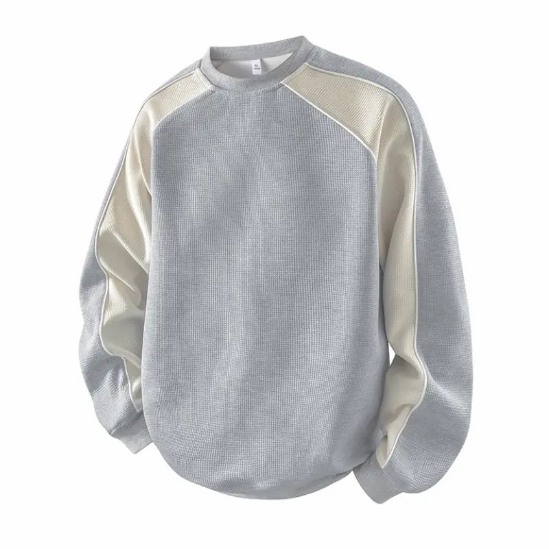 Men's Color-Block Contrast Sweatshirt – Loose Fit Patchwork Long-Sleeve Top